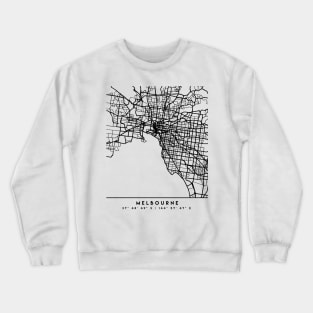 MELBOURNE AUSTRALIA BLACK CITY STREET MAP ART Crewneck Sweatshirt